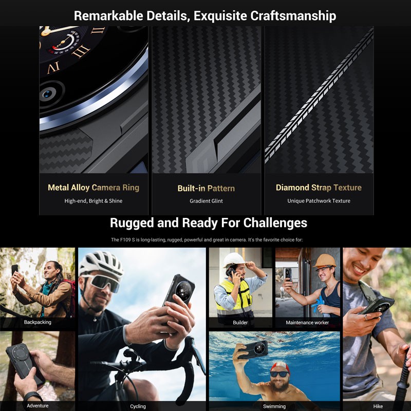FOSSiBOT F109S 4G Android 15 Rugged Phone Dual Screen Waterproof Mobile 10600mAh