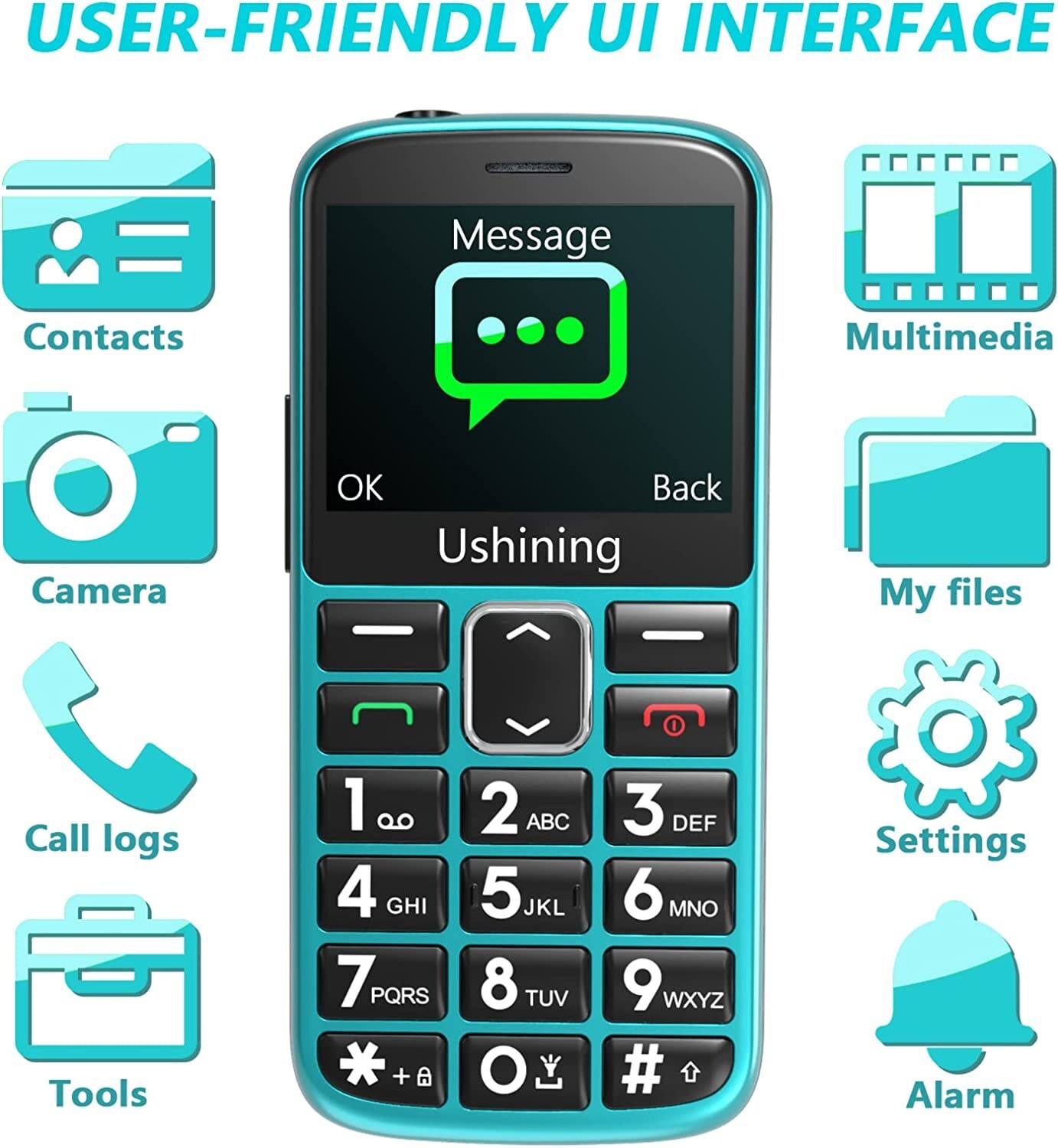 Ushining 4G Senior Cell Phone Unlocked SOS Big Button Senior Basic Phone