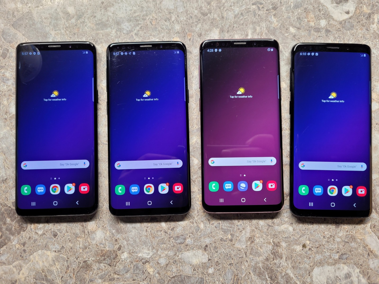 Lot of 4 Samsung Galaxy S9 SM-G960U1, SM-G960U 64GB Verizon tested!