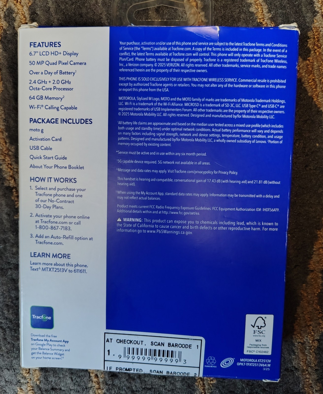 UNLOCKED 🔓 New Tracfone Moto G 5G 2025 4GB/64GB XT2513V
