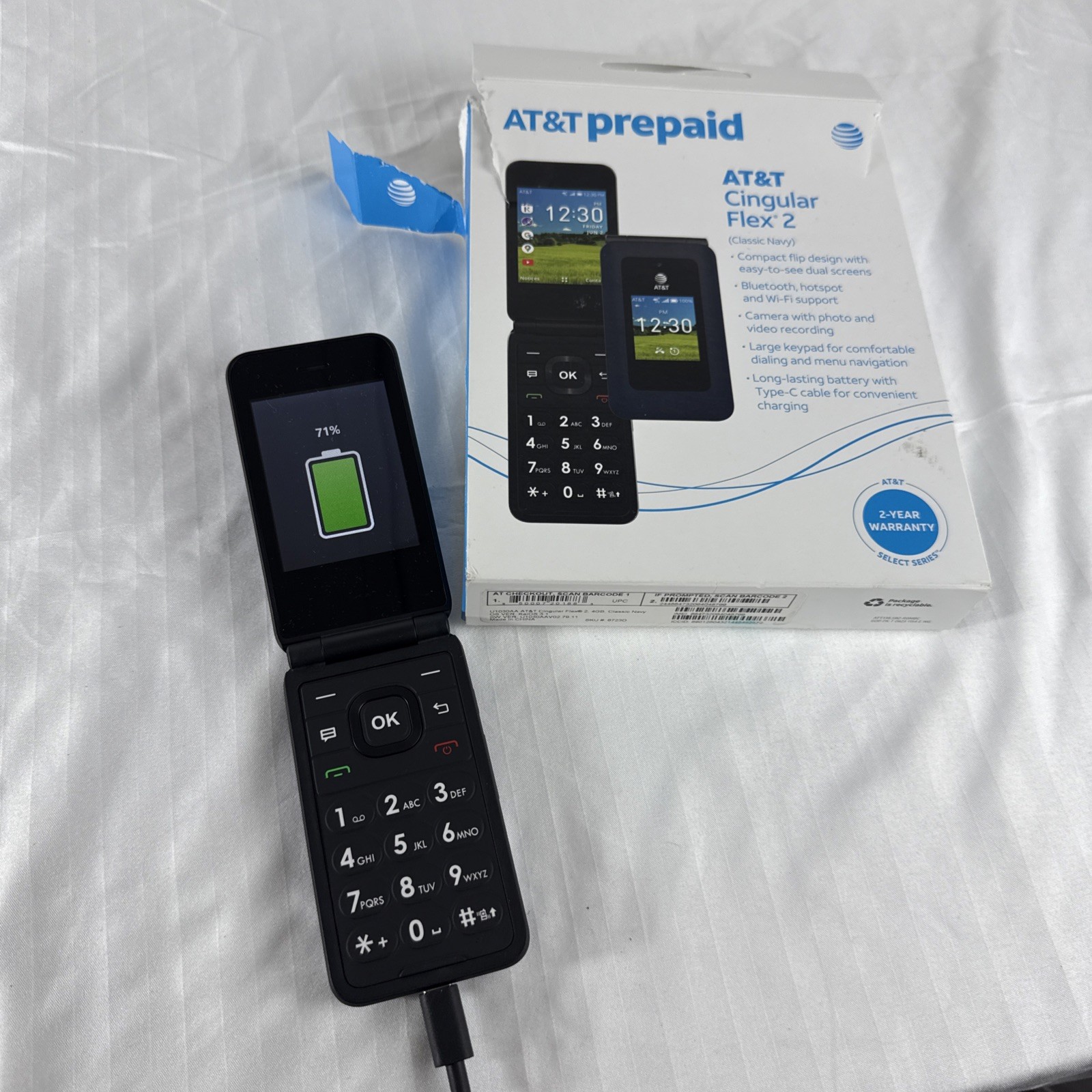 AT&T Prepaid Cingular Flex 2 Senior Flip Phone Easy Use Large Buttons TESTED 2F