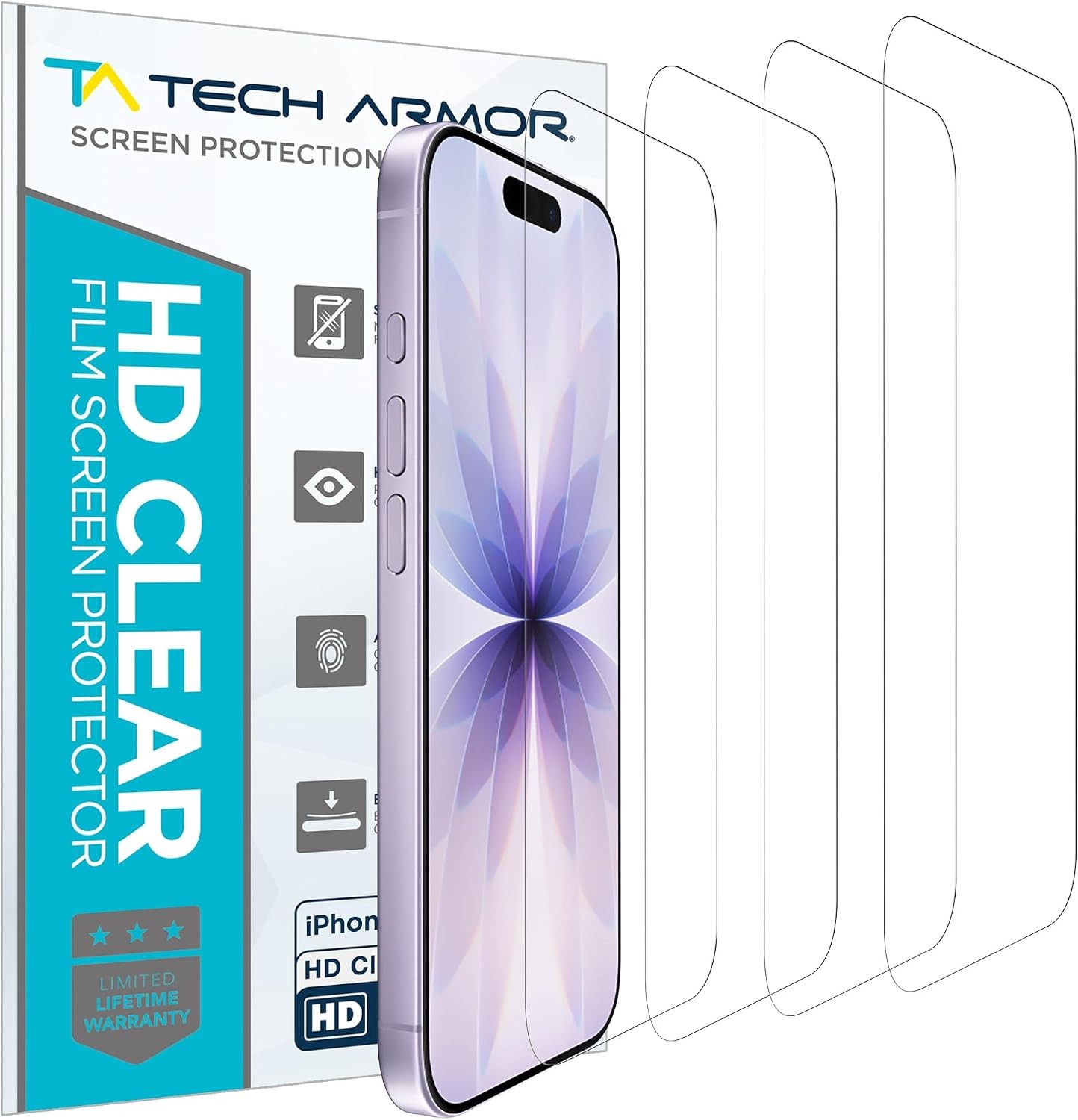 iPhone 17 6.3 Inch Screen Protector 4 Pack – Premium HD Clear Film, Easy Install