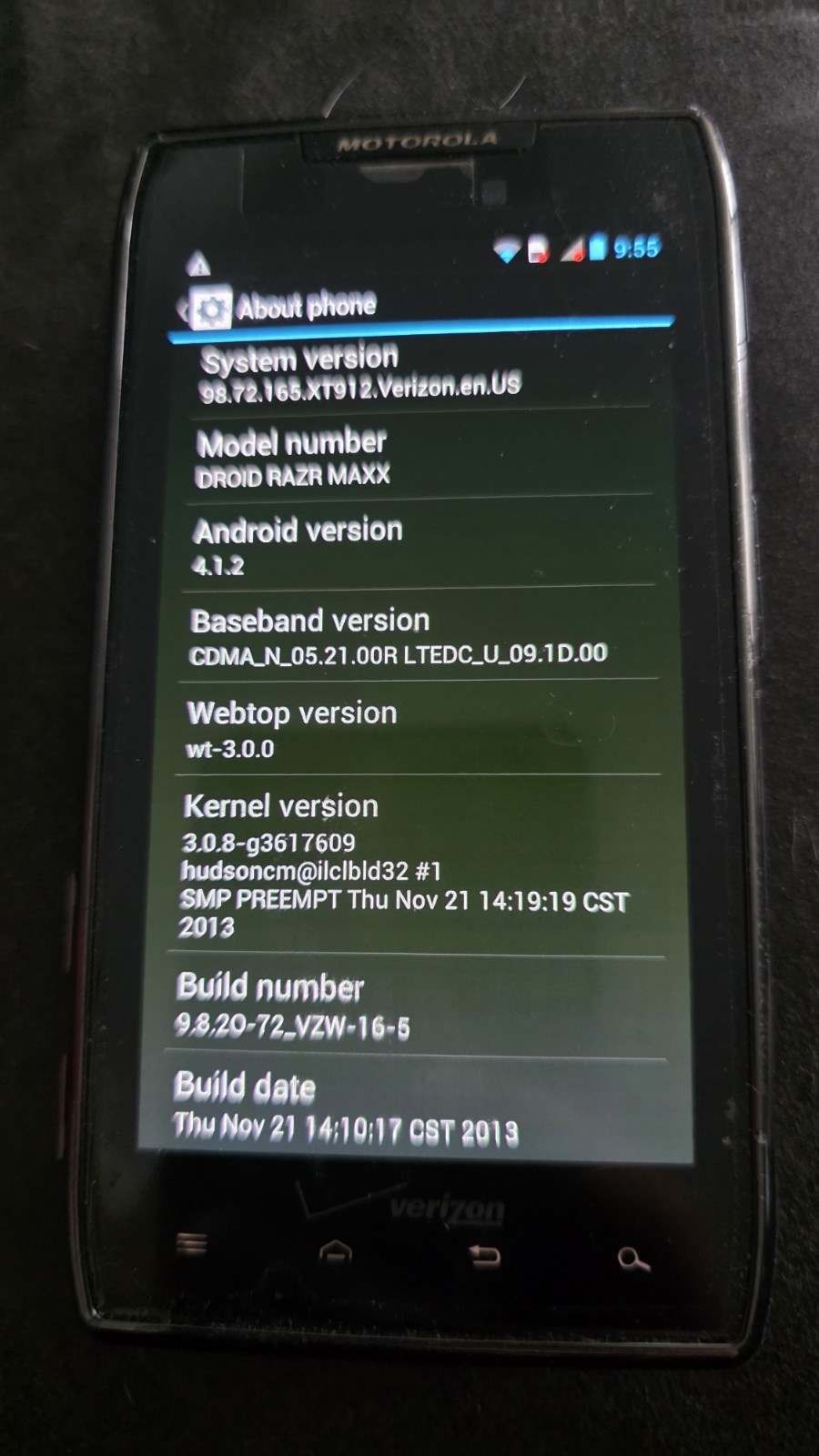 Motorola DROID RAZR MAXX XT912 Verizon CDMA 4G LTE 16GB Black 4.3in
