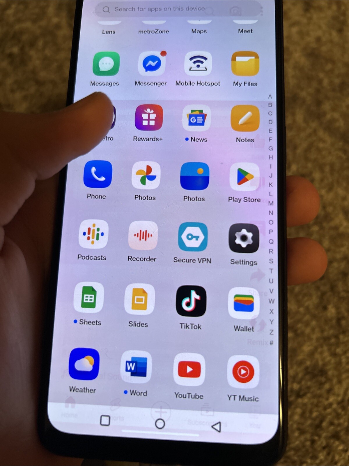android phone with tiktok on it