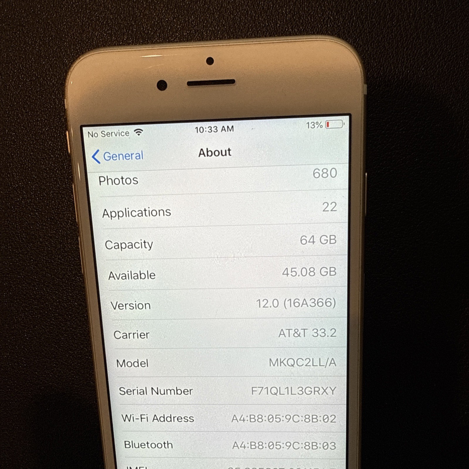 Apple iPhone 6S A1633 64Gb *AT&T Locked*