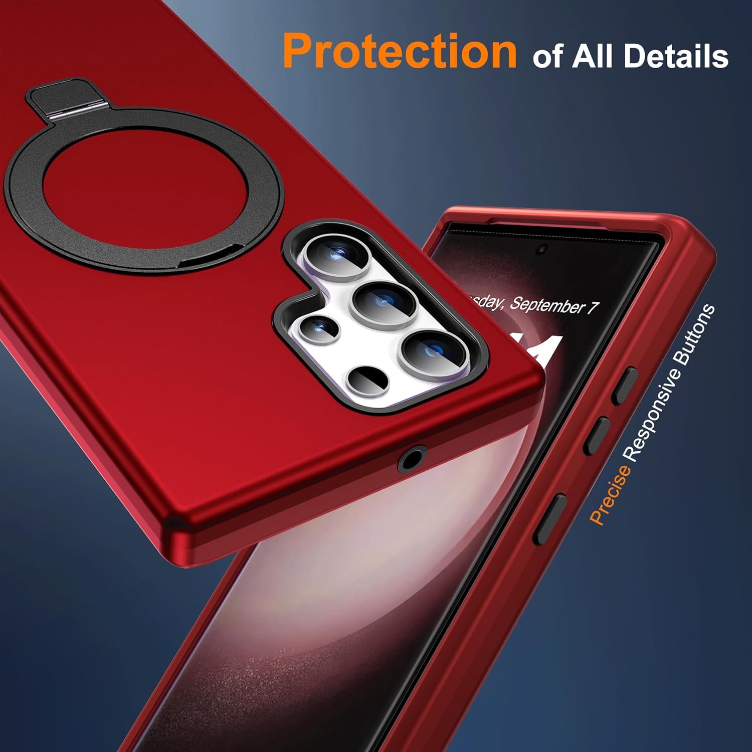 Samsung Galaxy S23 Ultra Case with Magnetic Ring Stand and Kickstand, Red