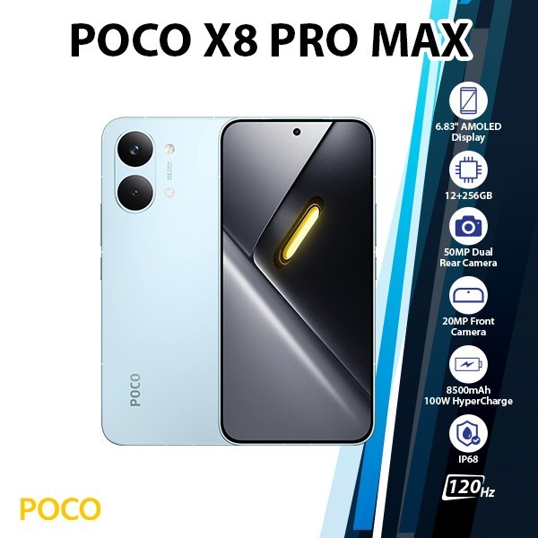Xiaomi POCO X8 Pro Max Android Cell Phone (12GB+256GB/BLUE/Dual SIM/Unlocked)