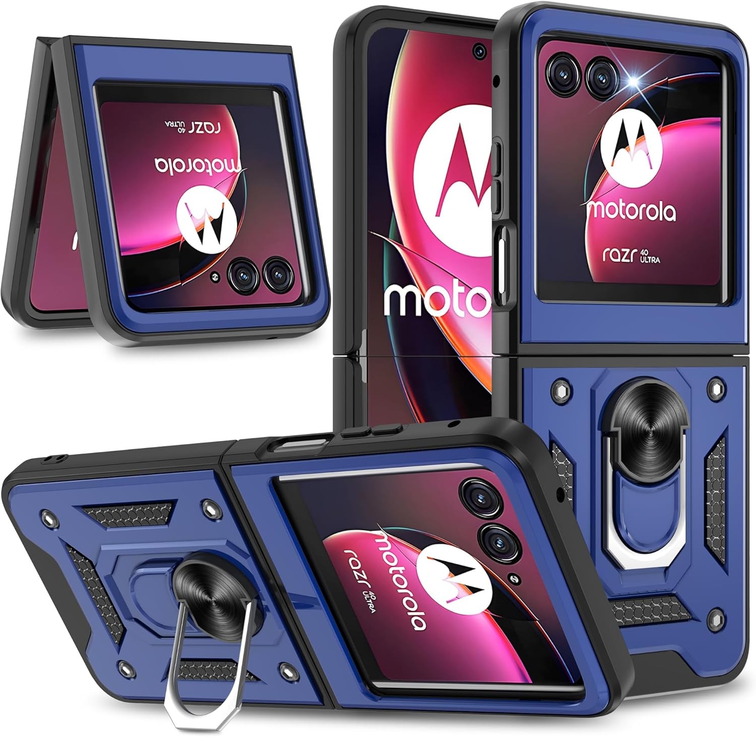 for Motorola Moto Razr+ Plus 2023 Case with Slide Camera Cover, Shockproof Prote