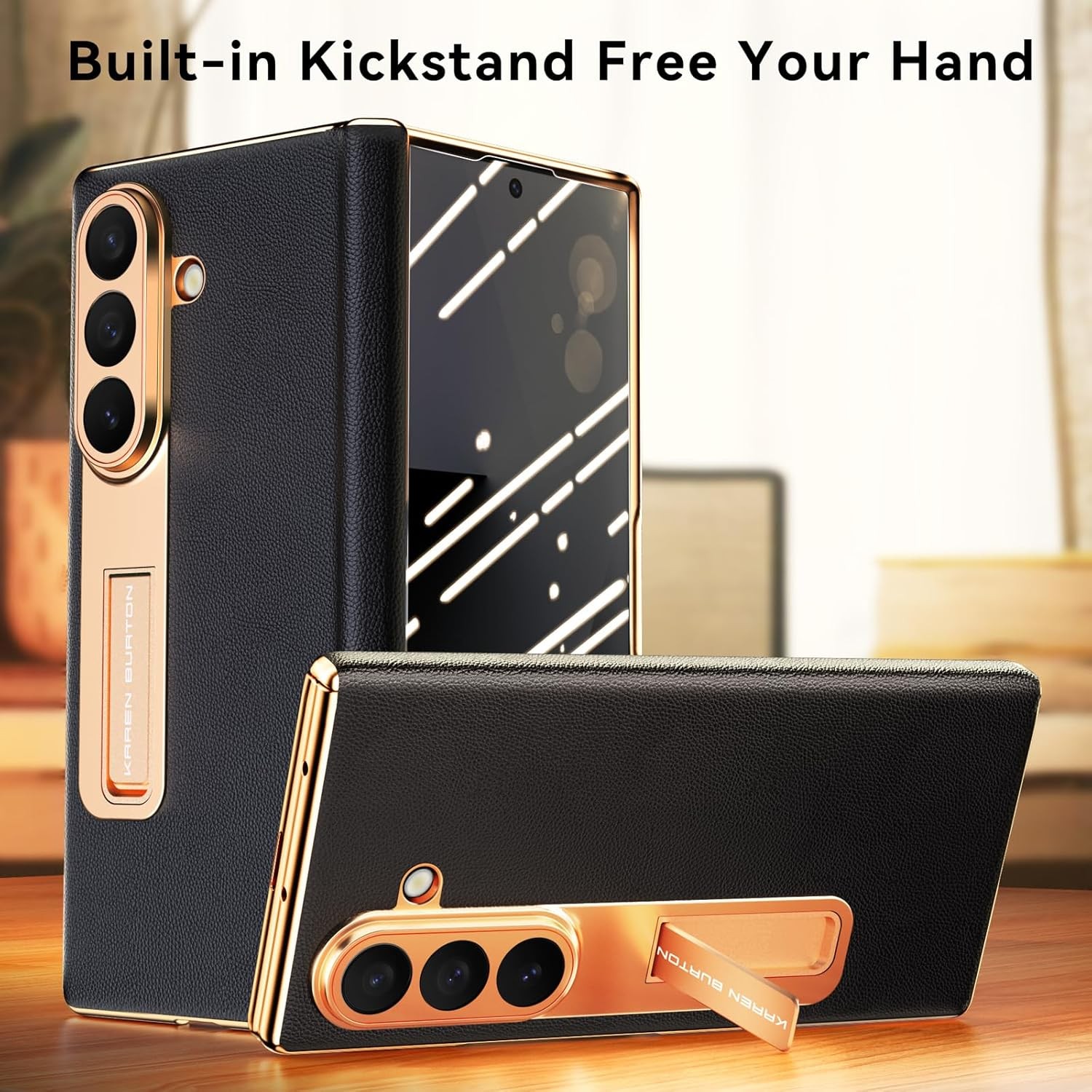 Luxury Genuine Leather Phone Case for Samsung Galaxy Z Fold 7, Full Body Protect