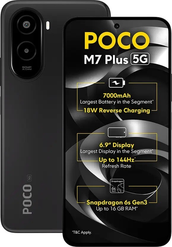 POCO M7 Plus 5G Aqua Blue 8gb 128GB 7000mAh Indian Global Version Unlocked