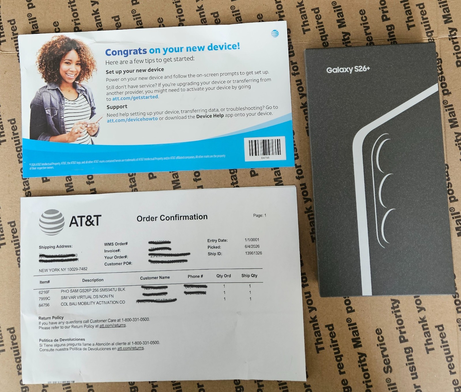 SAMSUNG GALAXY S26+ PLUS (SM S947U) – color.BLACK – AT&T. NEW(inBox) Smartphone