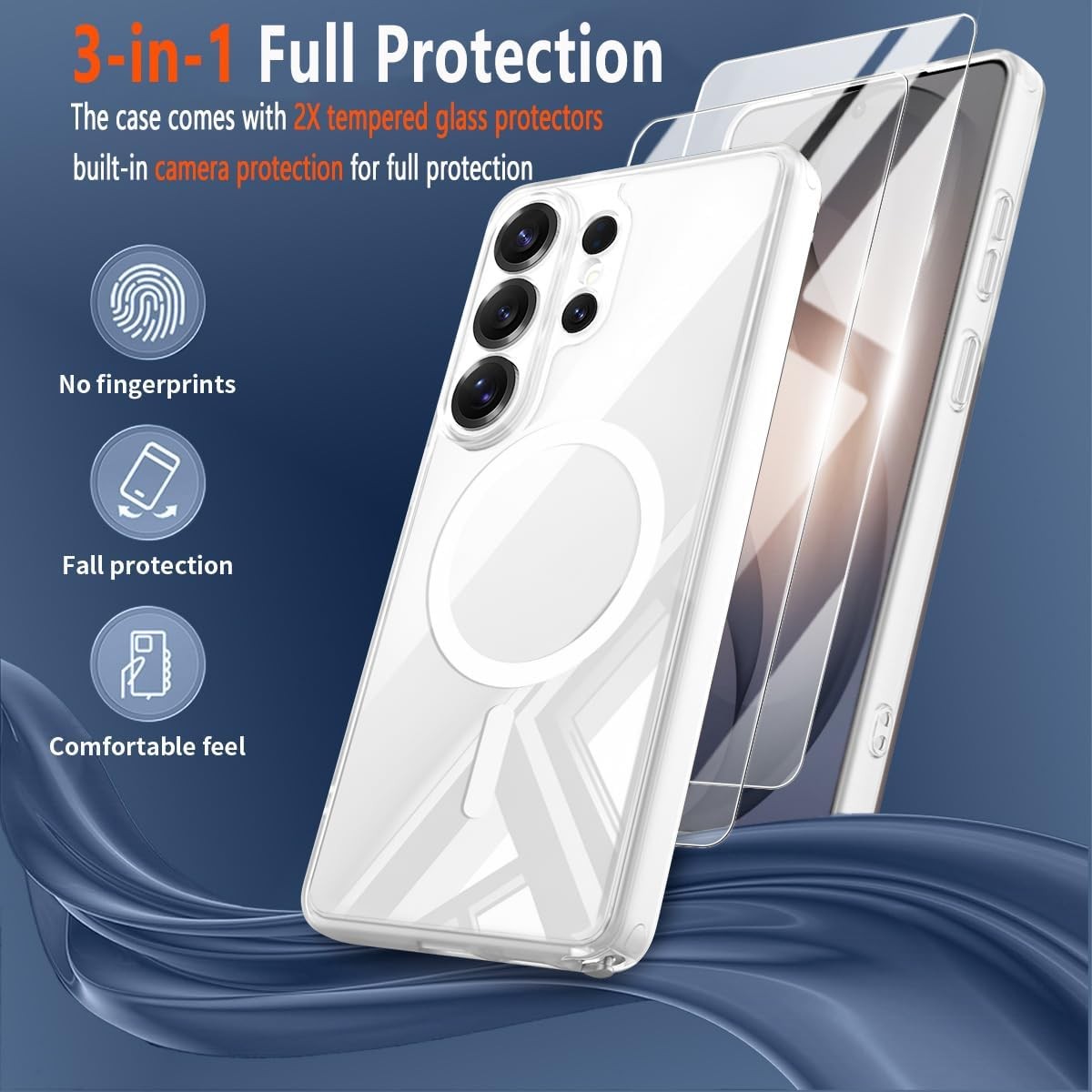 2PCS Magnetic Case & Screen Protector for Samsung Galaxy S26 Ultra 5G Clear