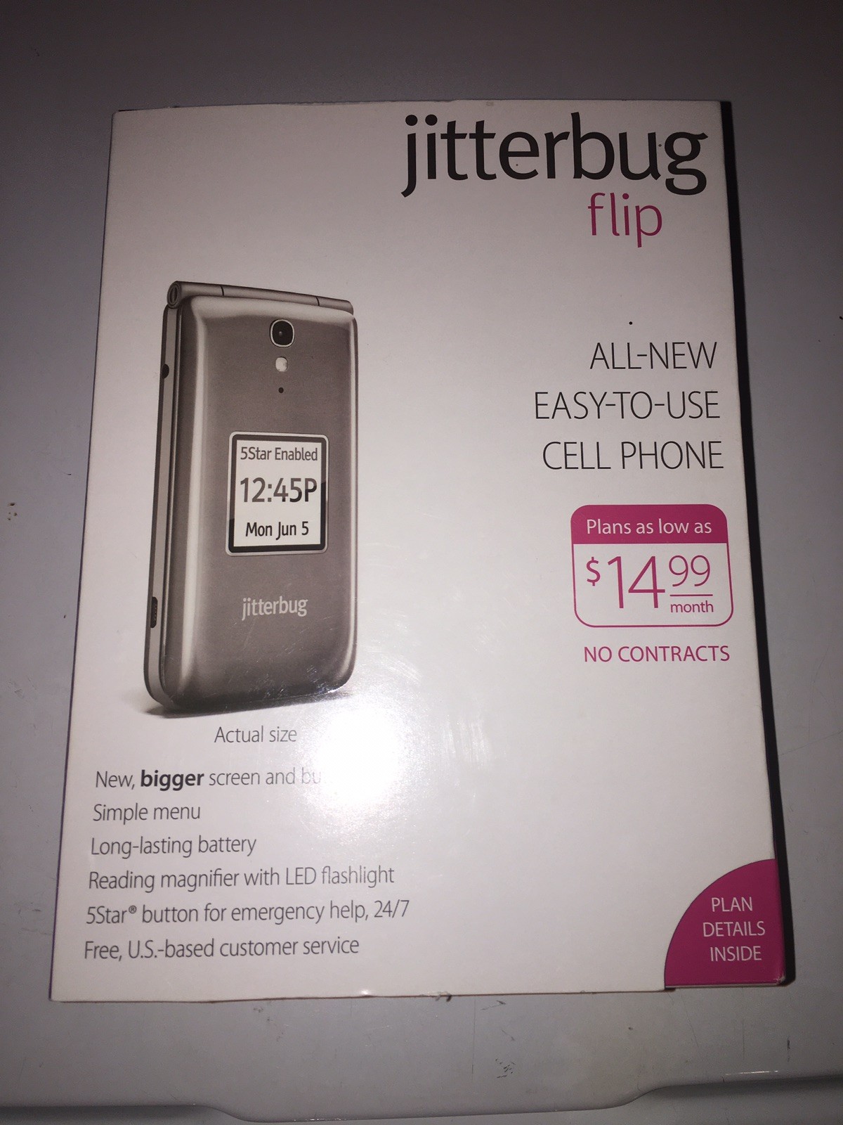 GreatCall Jitterbug Alcatel OneTouch Easy-to-Use Cell Phone Silver EXCELLENT