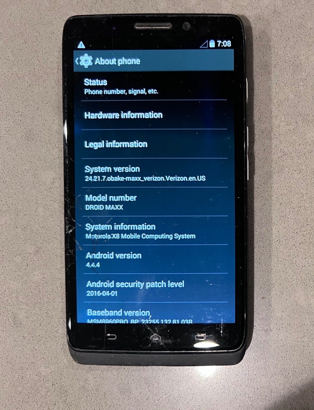 Damaged Motorola Droid Ultra XT1080 Black Smartphone