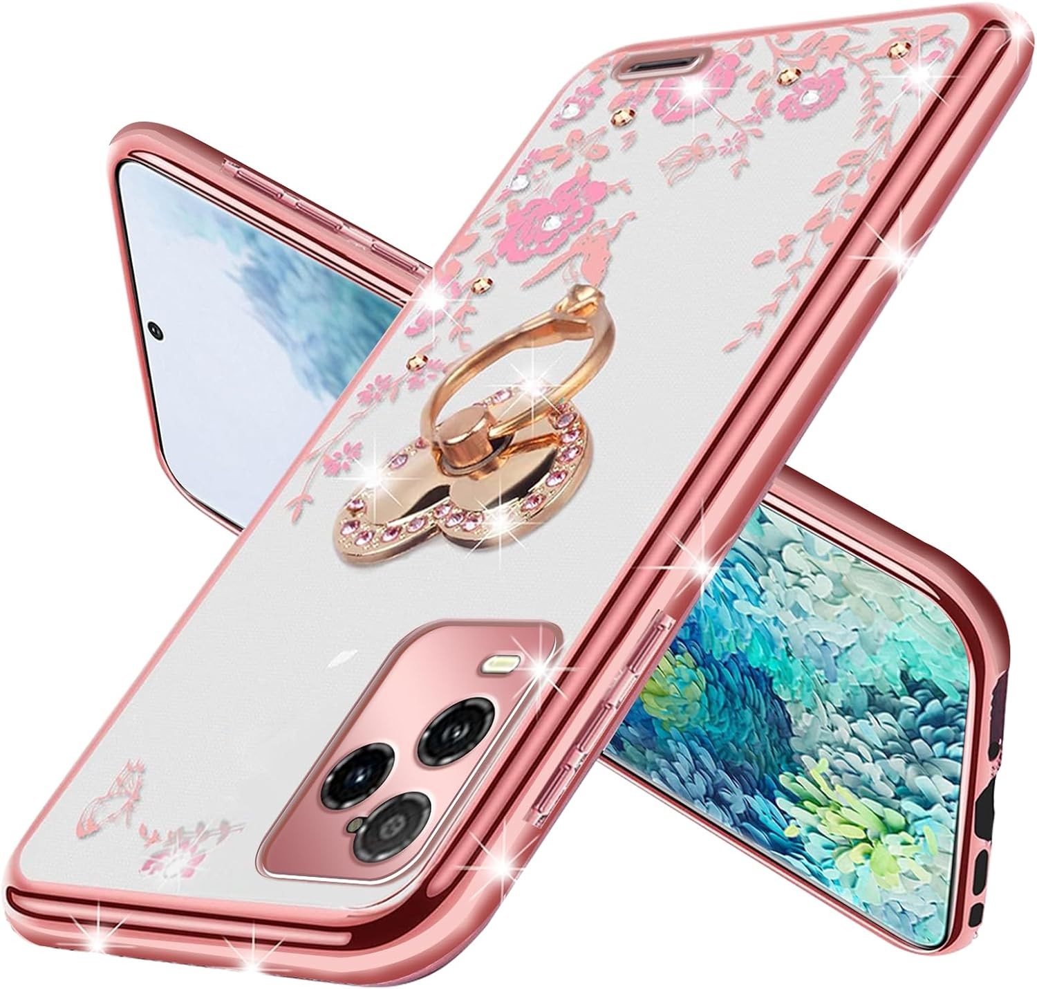 1. For BLU View 5 Pro Case Glitter Soft TPU Luxury Crystal Butterfly Heart 2.