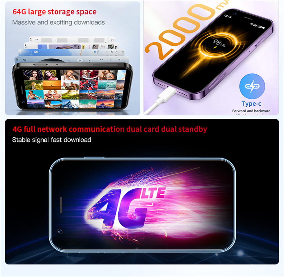 4G LTE Smartphone XS16 3.0 inch 3GB RAM 64GB ROM Android Dual SIM Dual Standby