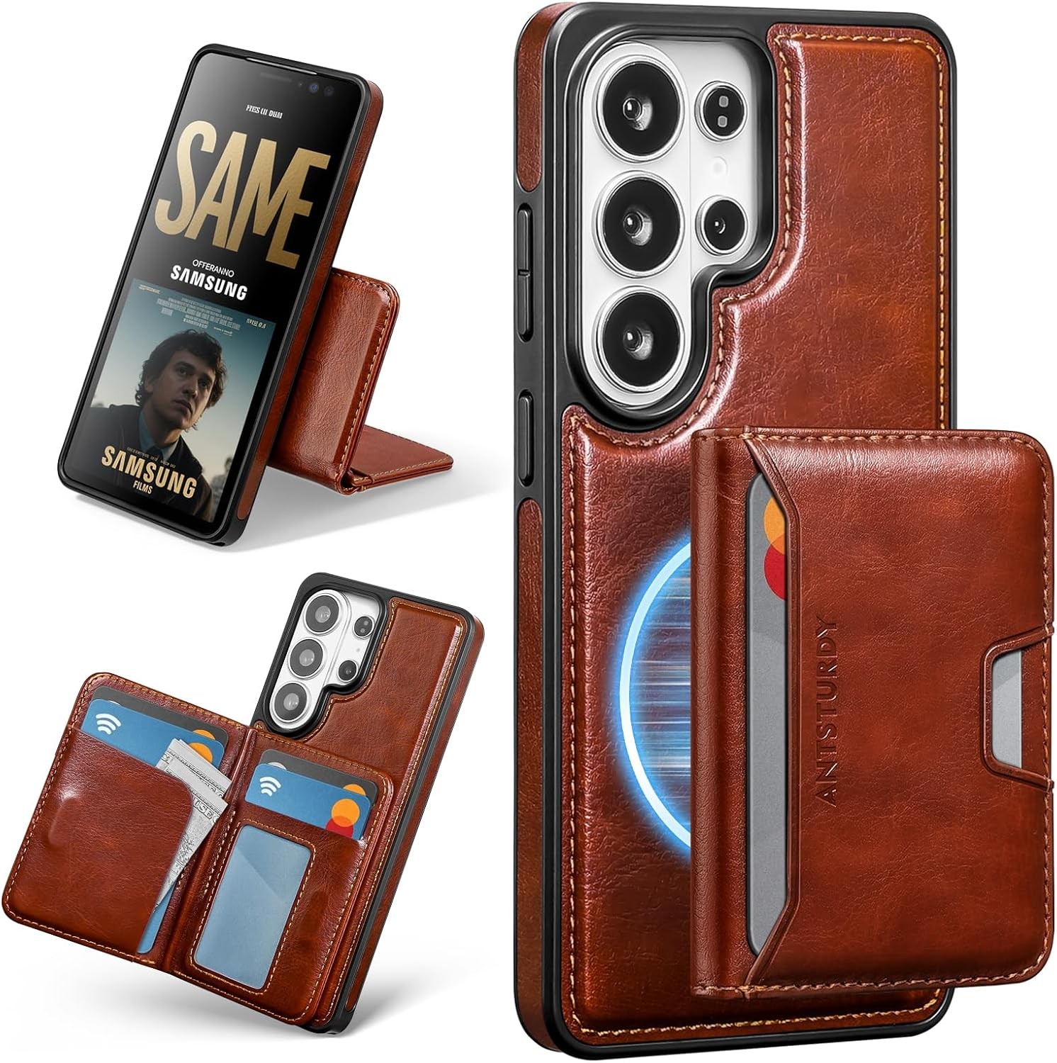2 in 1 Detachable Magnetic Samsung Galaxy S26 Ultra Wallet Holder, PU Leather Fl