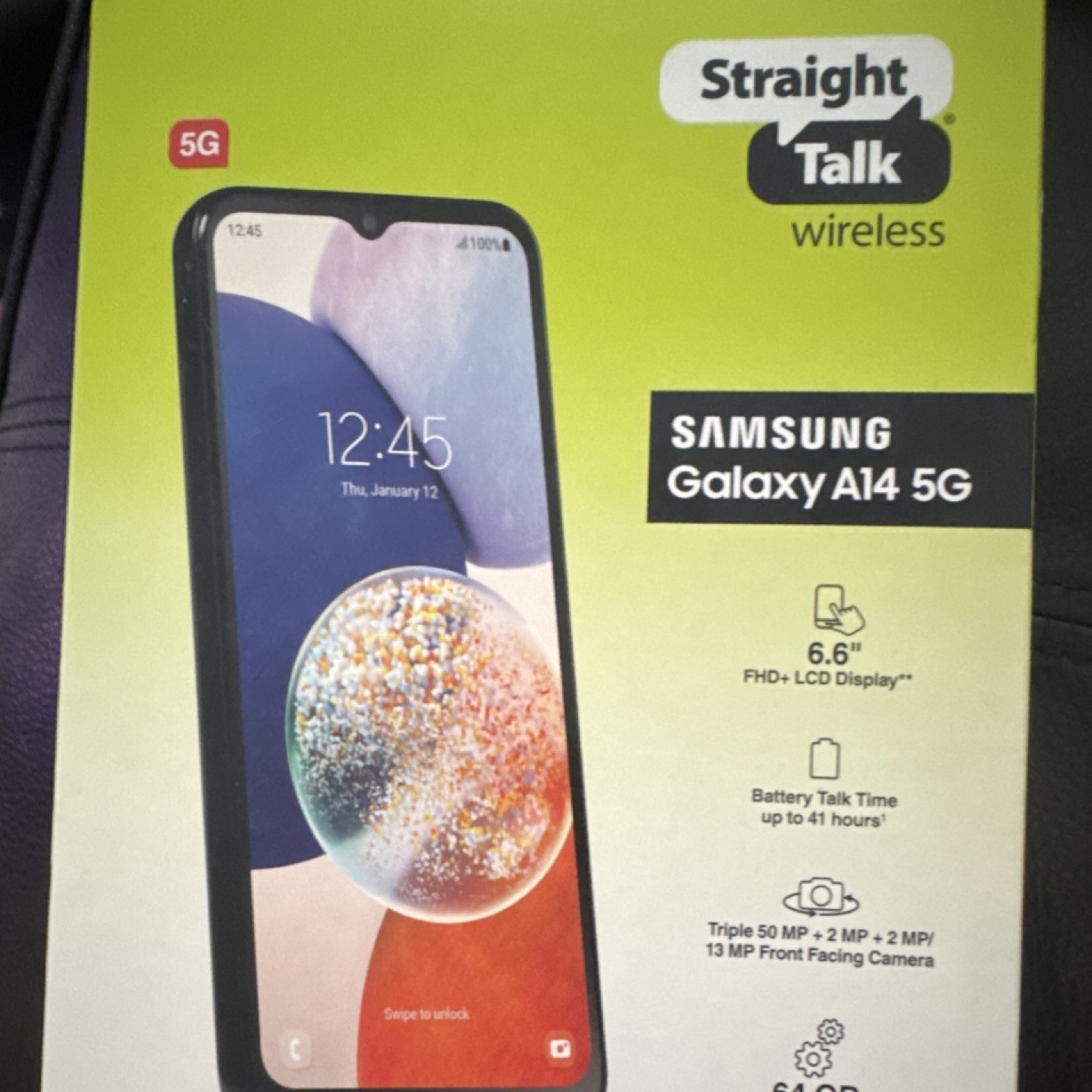 Samsung Galaxy A14 5G Straight Talk 6.6″ FHD+ LCD, 50MP Camera, Black