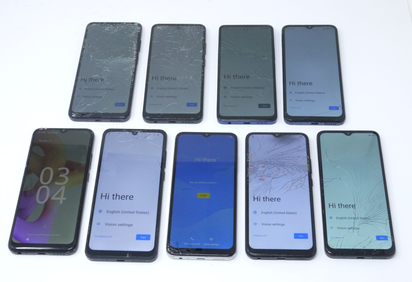 Lot of 9 Modern Smartphones For Parts & Cracked – Celero 5G / Magic 2 5G / 50XE