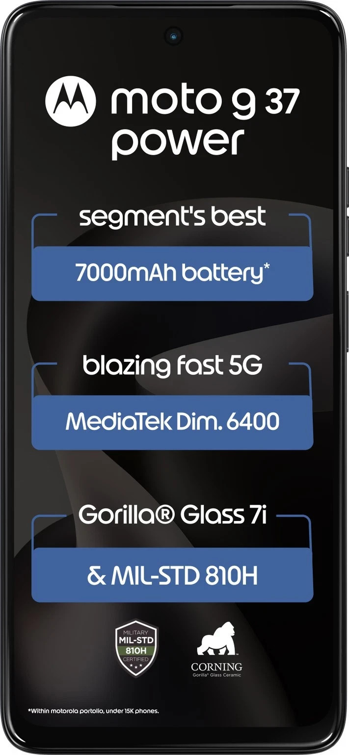 Motorola Moto G37 Power 5G Unlocked Dual SIM Android Phone 7000mAh Black 128GB