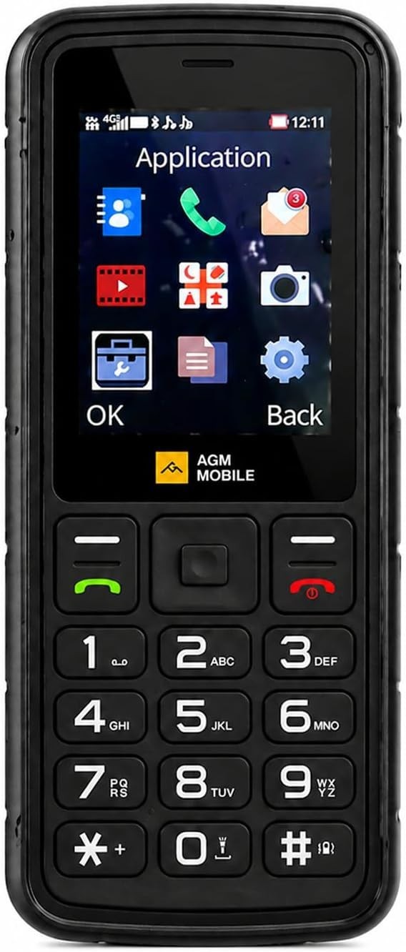 AGM M9 Rugged 4G Feature Phone Waterproof Large Buttons FM Dual SIM SOS Black