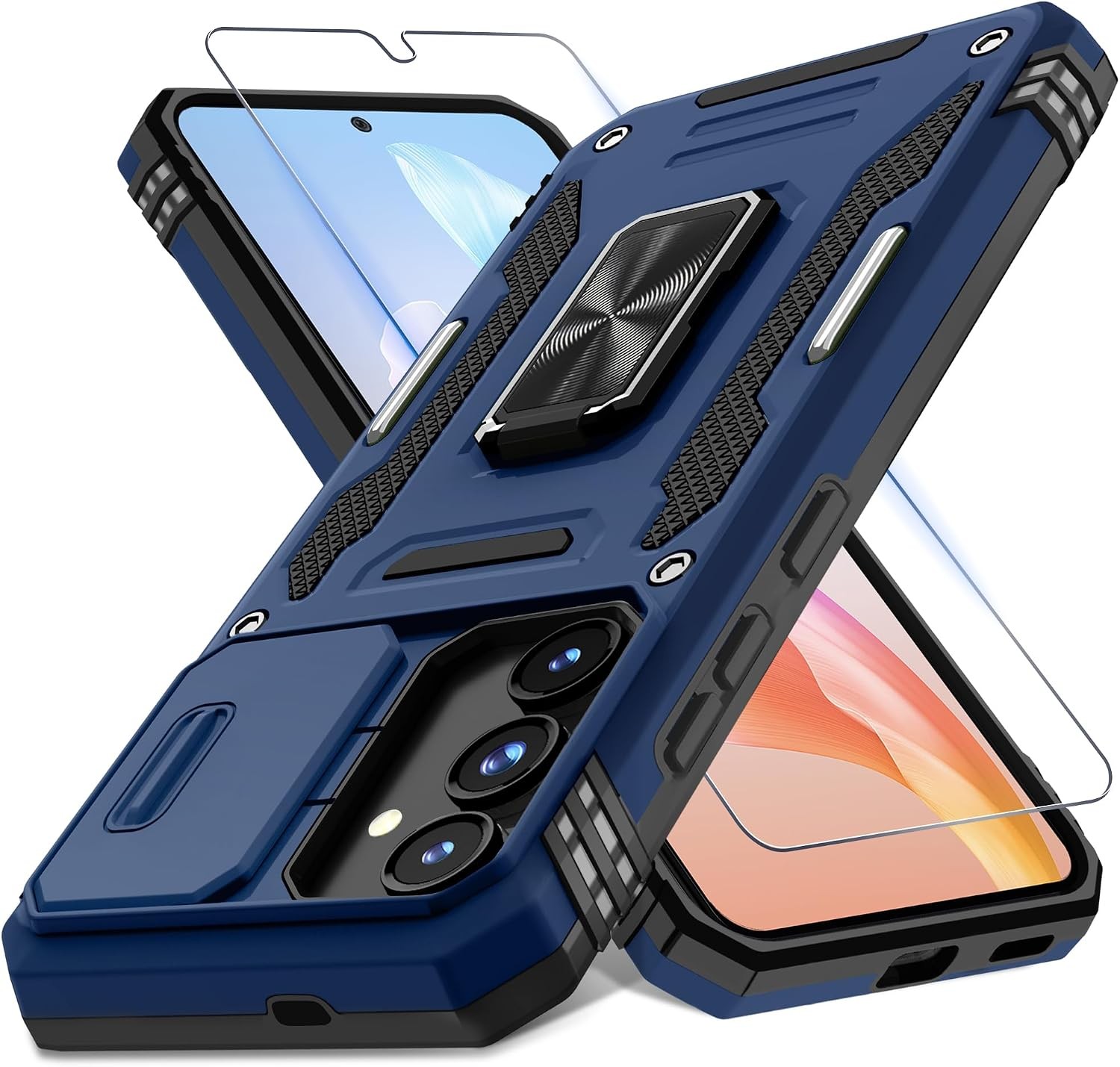DEERLAMN Navy Blue Case for Samsung Galaxy S25 FE 6.7-Inch, Shockproof with Kick