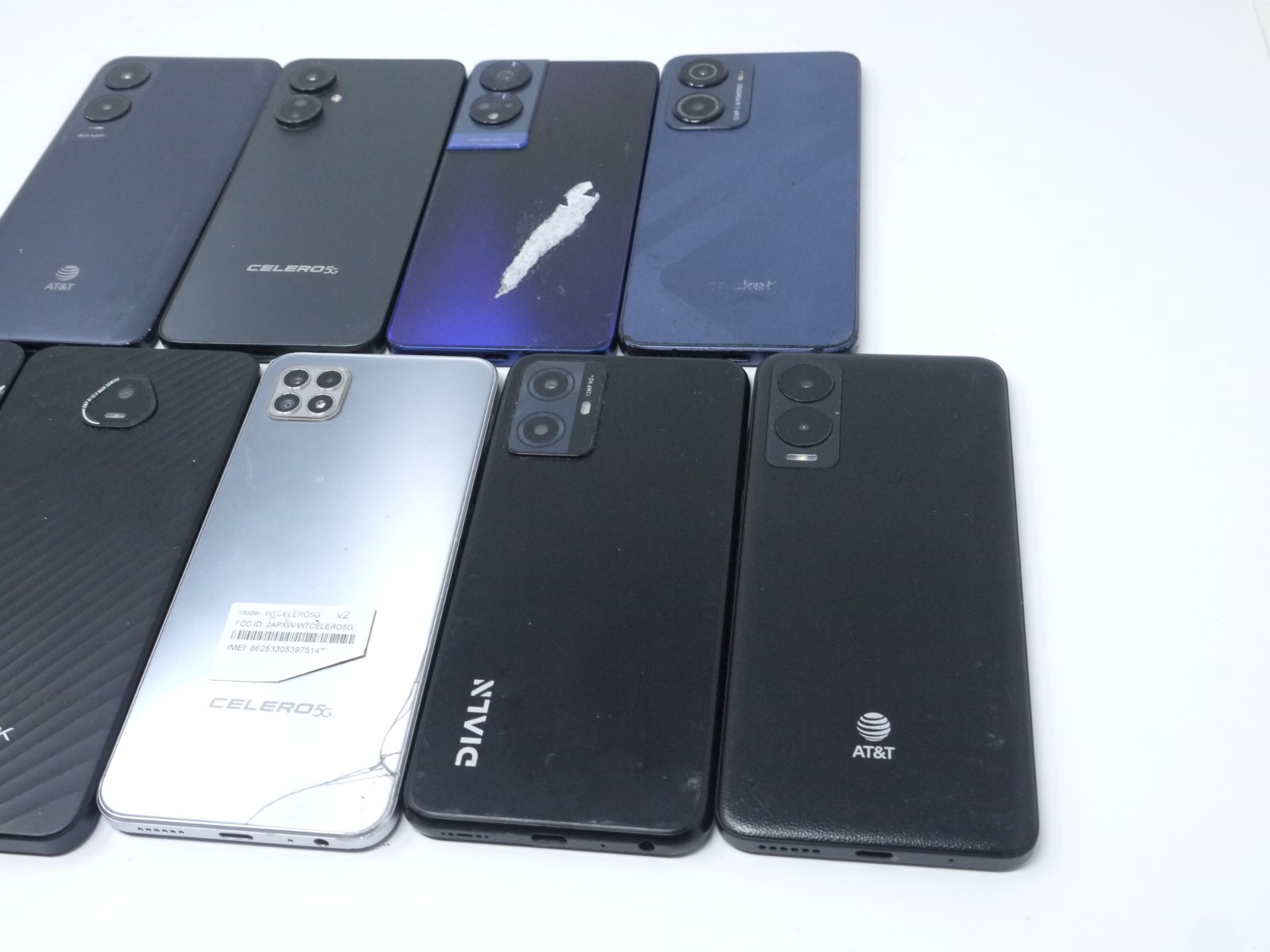 Lot of 9 Modern Smartphones For Parts & Cracked – Celero 5G / Magic 2 5G / 50XE