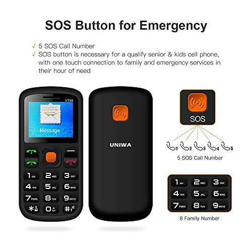 Uniwa V708 Big Button Mobile Phone Elderly Senior SOS mobile Duel Sim Bluetooth
