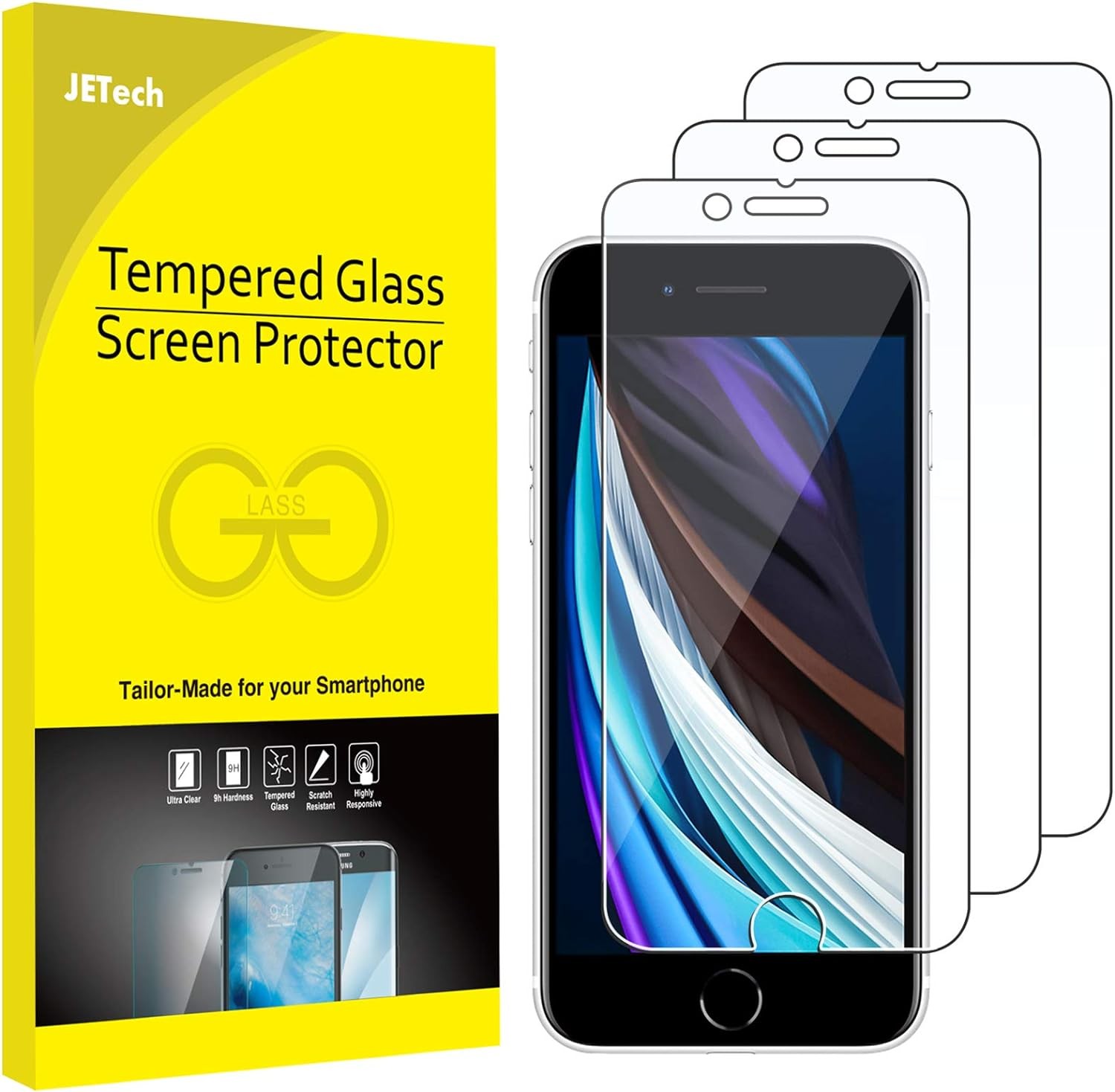 3PCS Screen Protector for iPhone SE 3/2 4.7 Inch Tempered Glass Film Anti Scratc