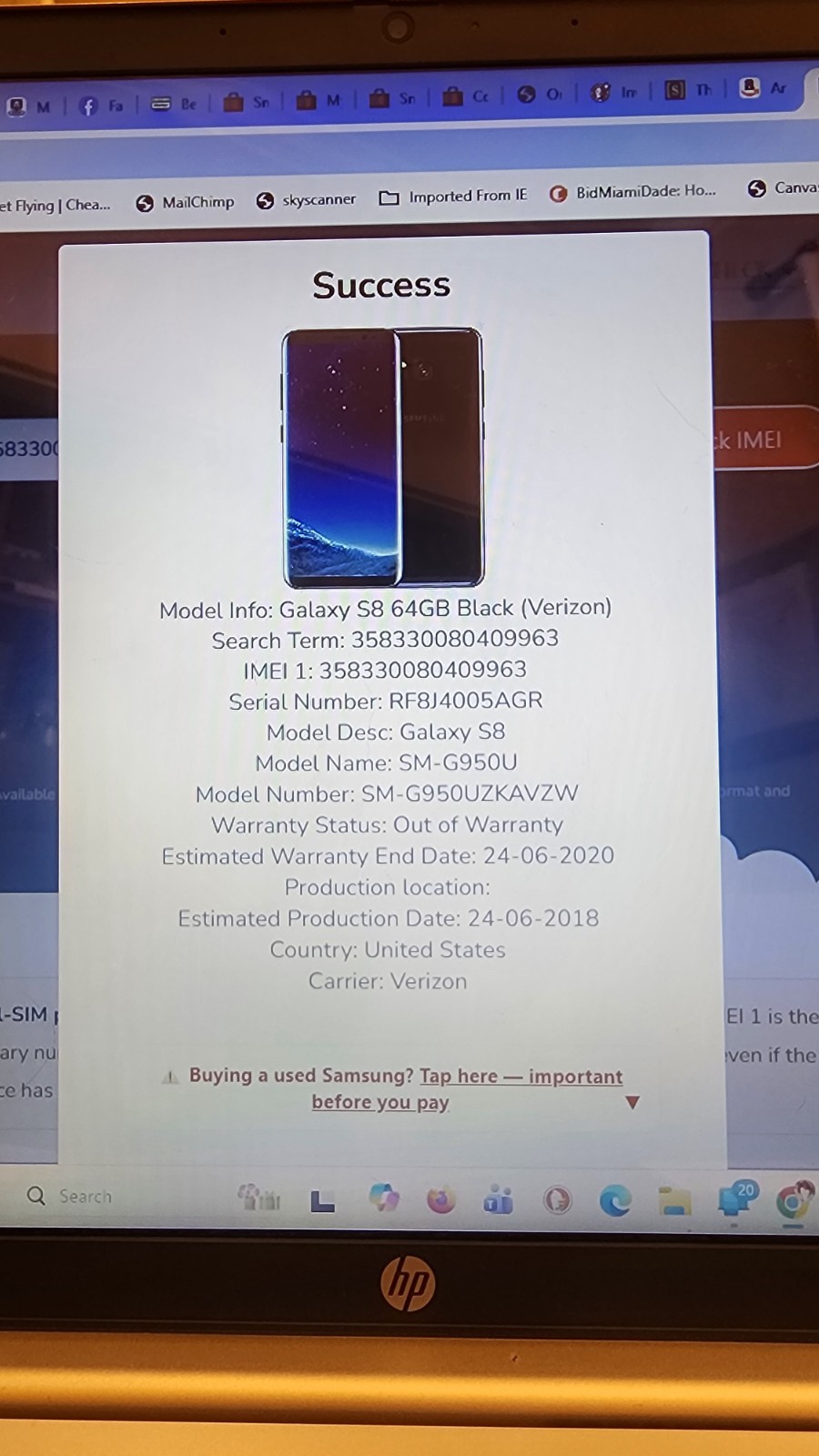 Samsung Galaxy S8 64GB Verizon SM-G950U Midnight Black