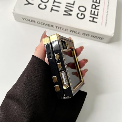 Phone Case for Samsung Galaxy Z Flip 6 Golden PU Leather Shockproof (Khaki) TPU