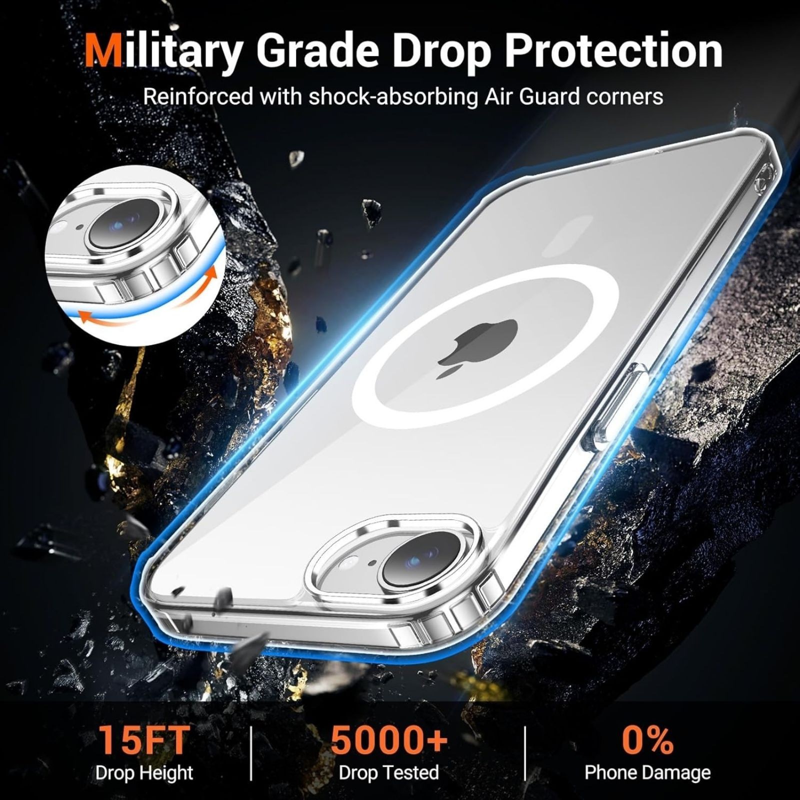 iPhone 17e Case & iPhone 16e Case Clear with Screen Protector, Anti-Yellowing