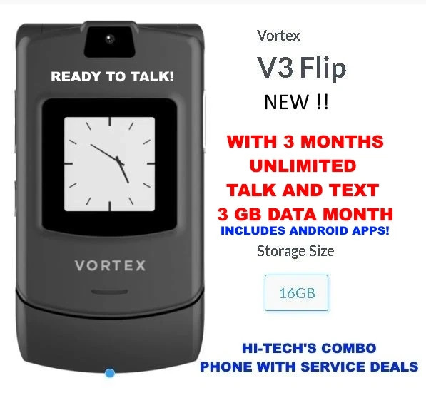 INCLUDES 3 MONTHS V3 FLIP PHONE ▶▶ UNLIMITED TT ✅ 3GB DATA per month!!