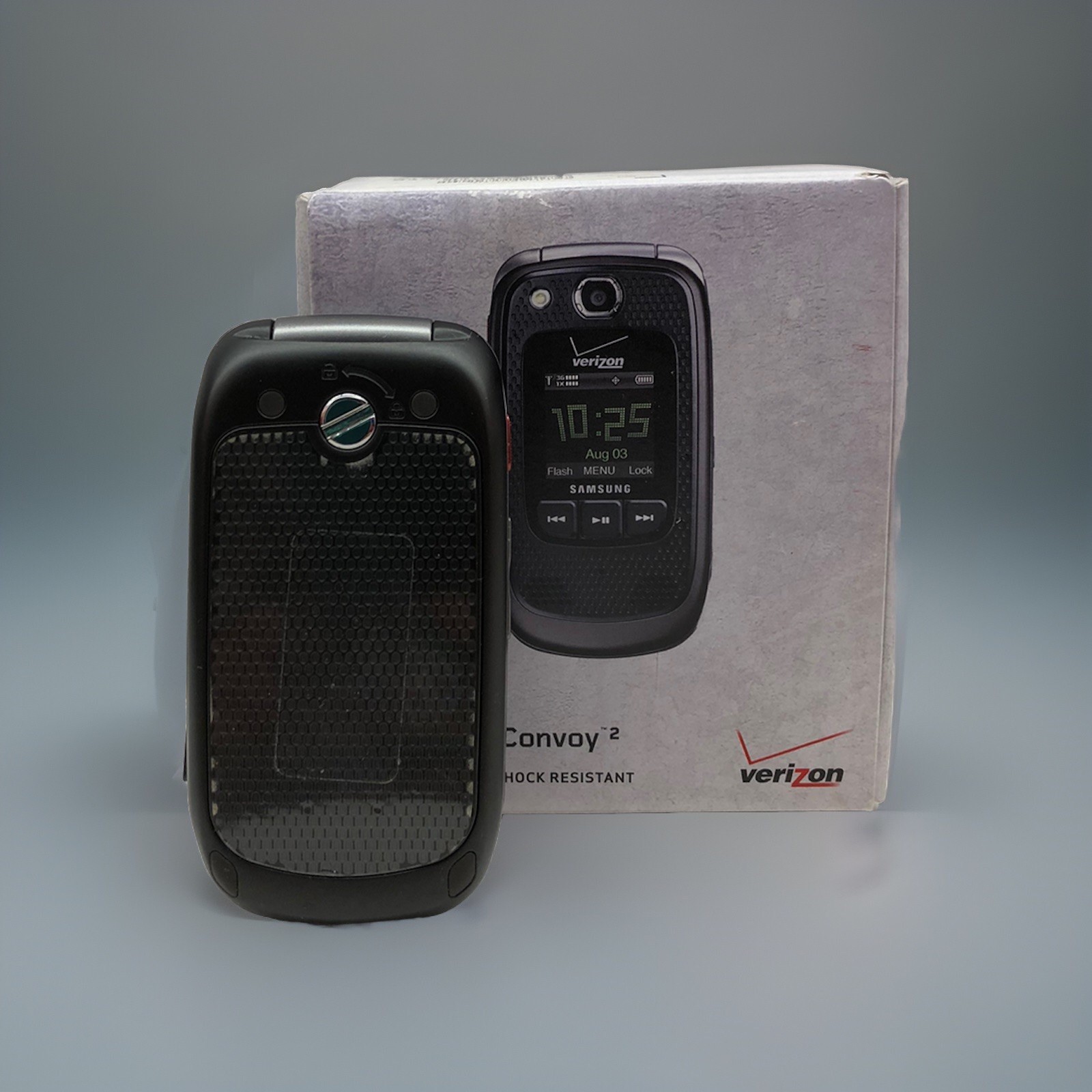 Samsung Convoy 2 Metal Black Verizon Mobile Cell Cellular Flip Phone W/box
