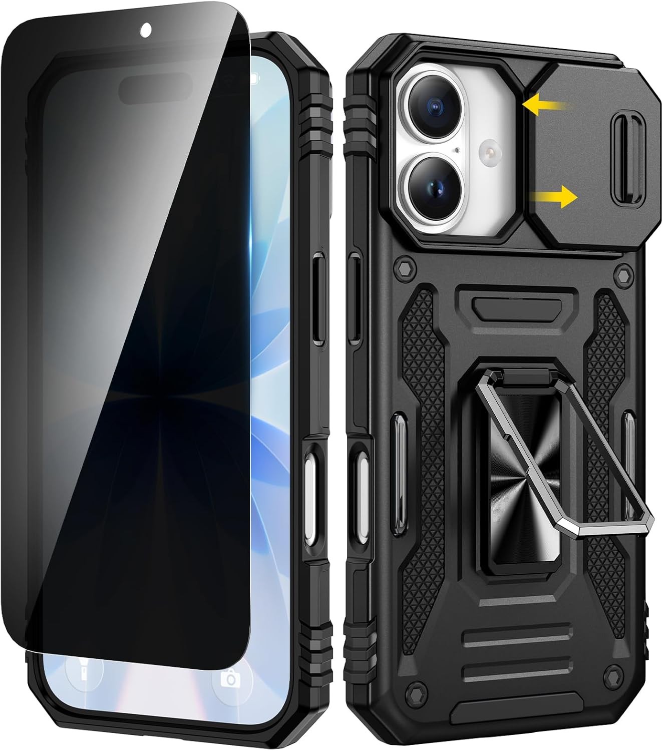 Case & Privacy Tempered Glass Screen Protector for iPhone 17 6.3 Inch Heavy Duty