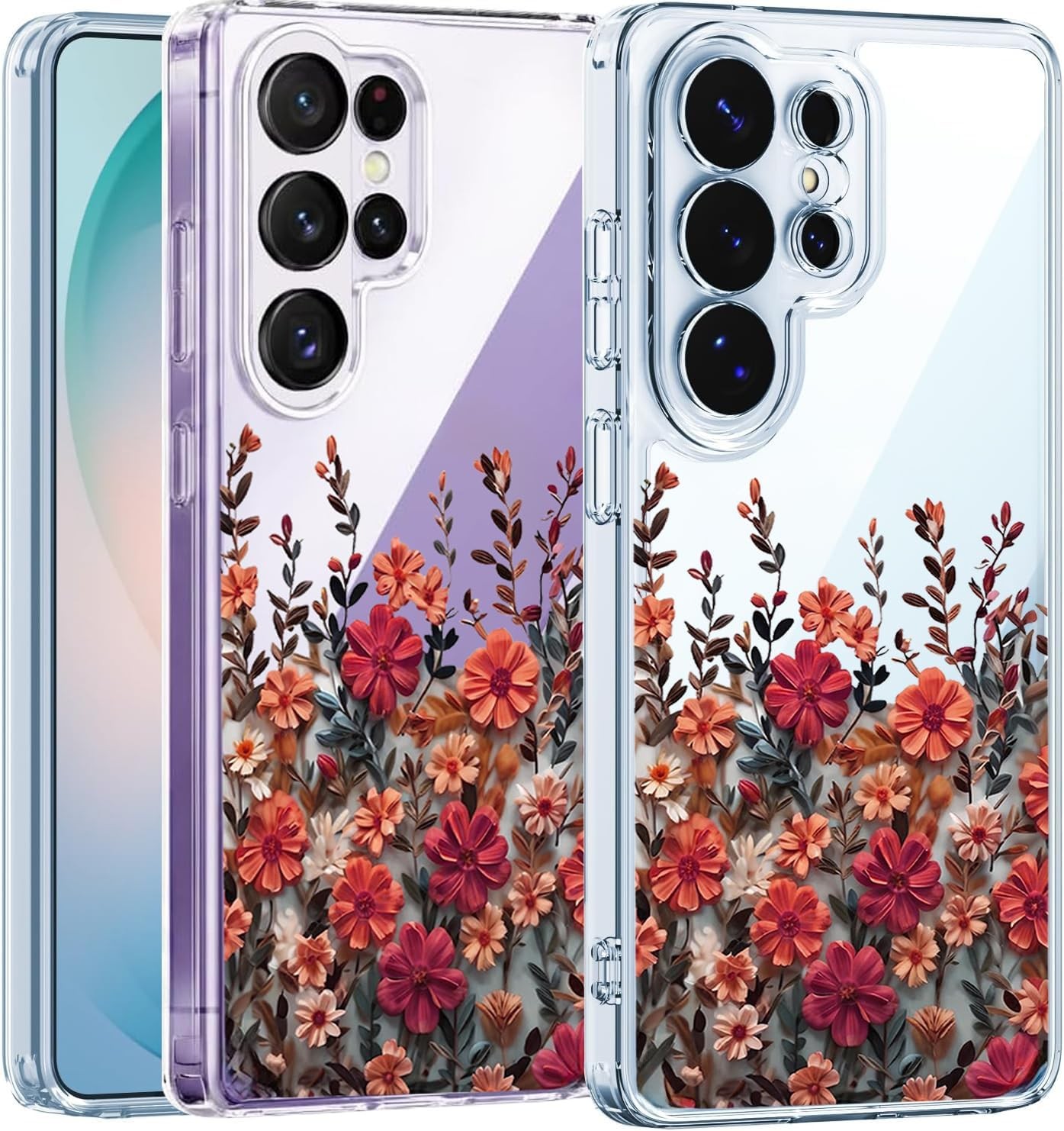 Clear Floral Flower Case for Samsung Galaxy S26 Ultra Slim Soft TPU Bumper