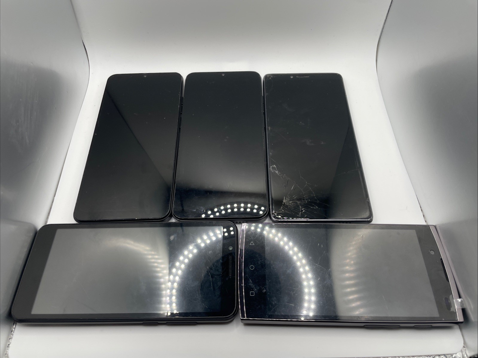 Lot of 5 For Parts Android Smartphones Vortex, Schok, Coolpad, UMX
