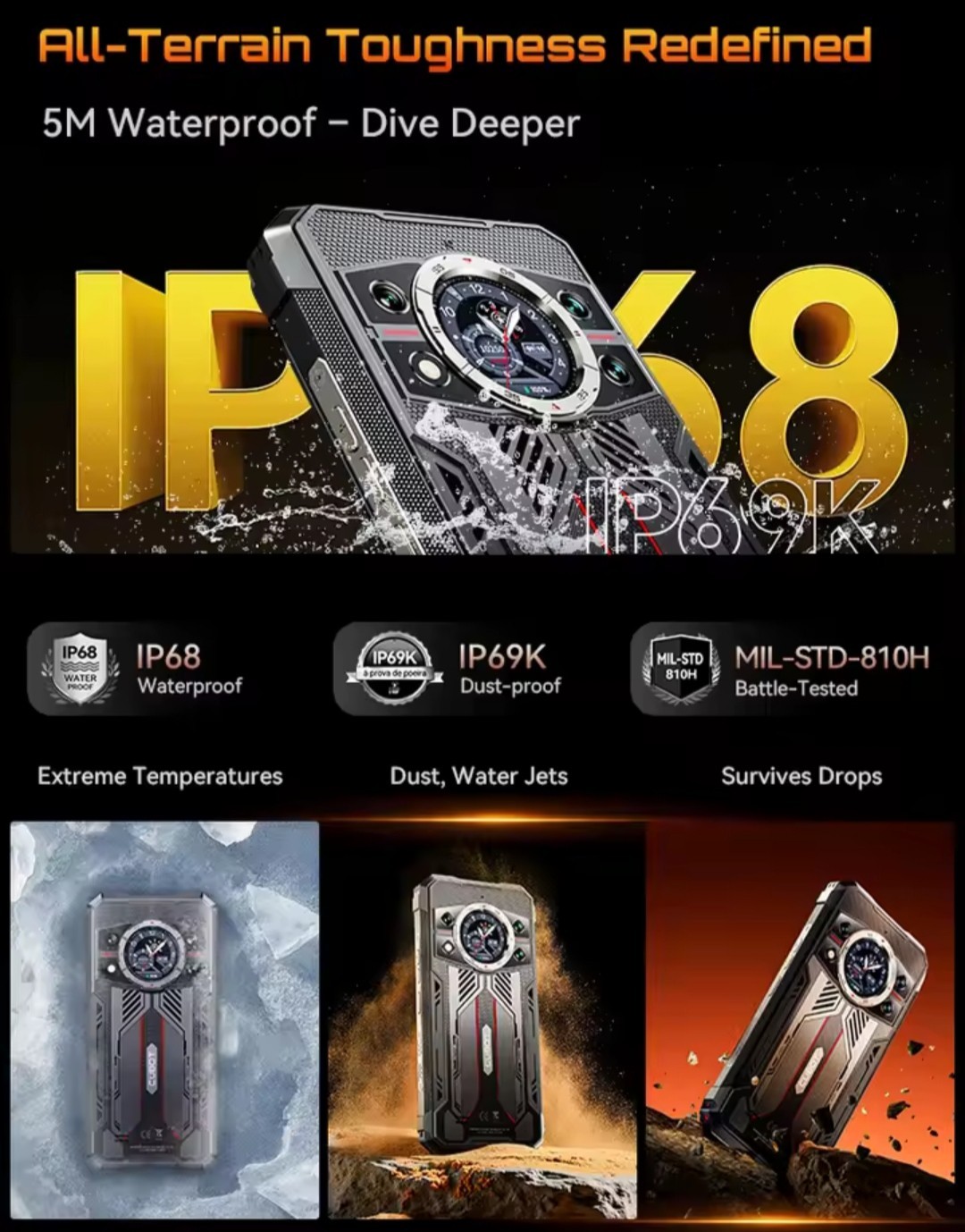 Cubot KingKong 11 5G Rugged Smartphone 32GB/256G,10200mAh 6.72″ Dual Screen NFC
