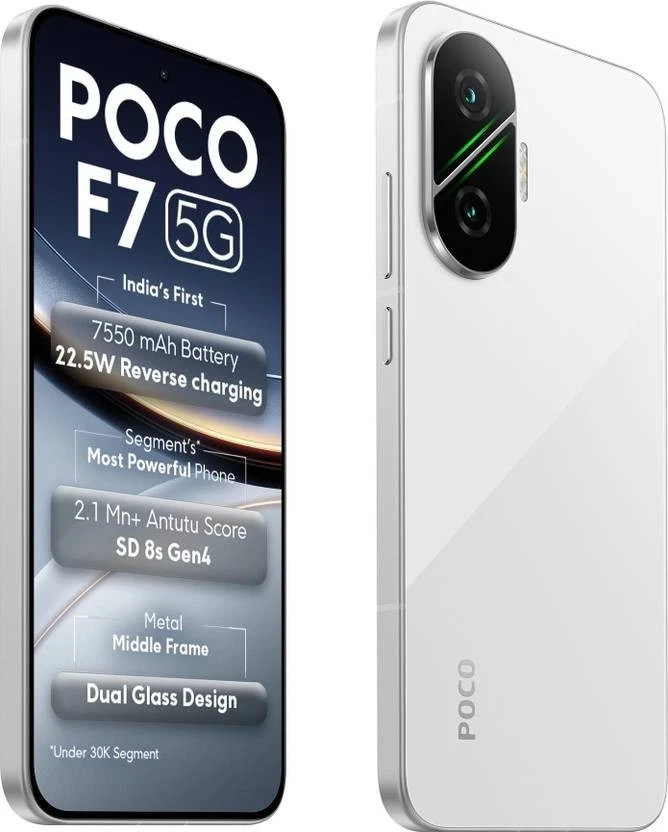 POCO F7 5G (White, 512GB 12 GB ) 8s Gen 4 Processor NFC 6.83″ Global Version.
