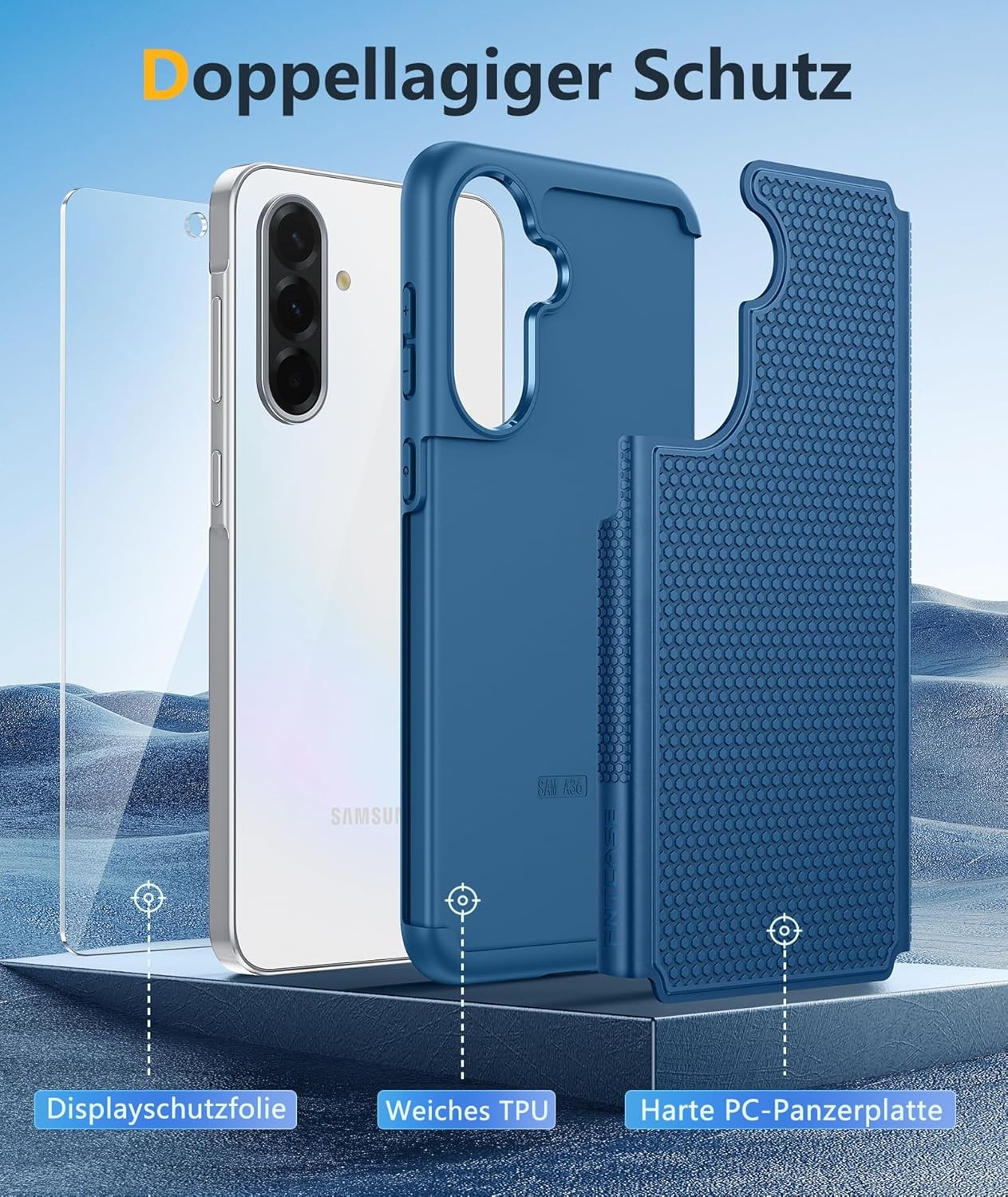 Galaxy A36-5G Phone Case – Military Grade Drop Protection, 14ft Drop Tested, Blu