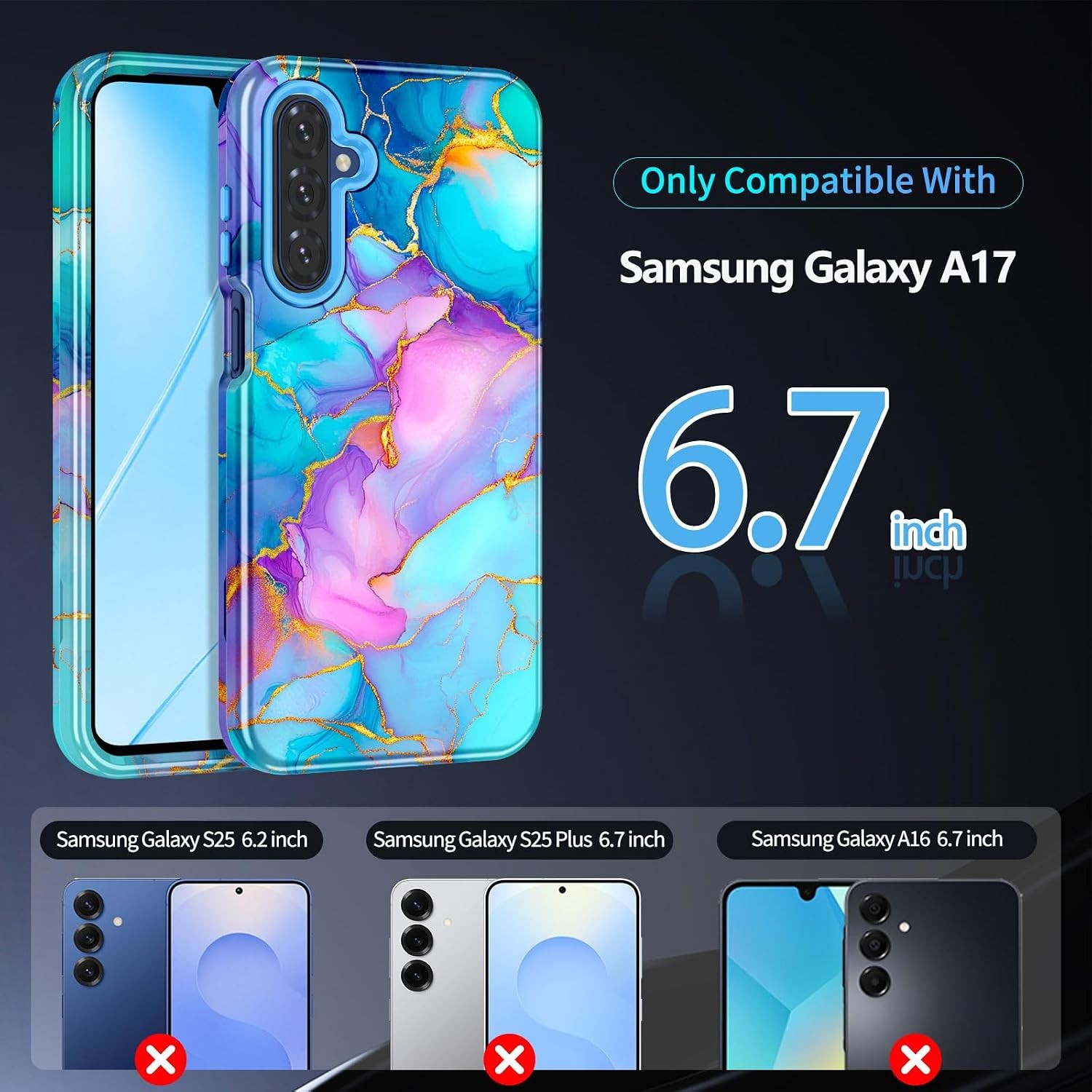 3 in 1 Hybrid Case for Galaxy A17 5G, Heavy Duty Shockproof Full Body Protection