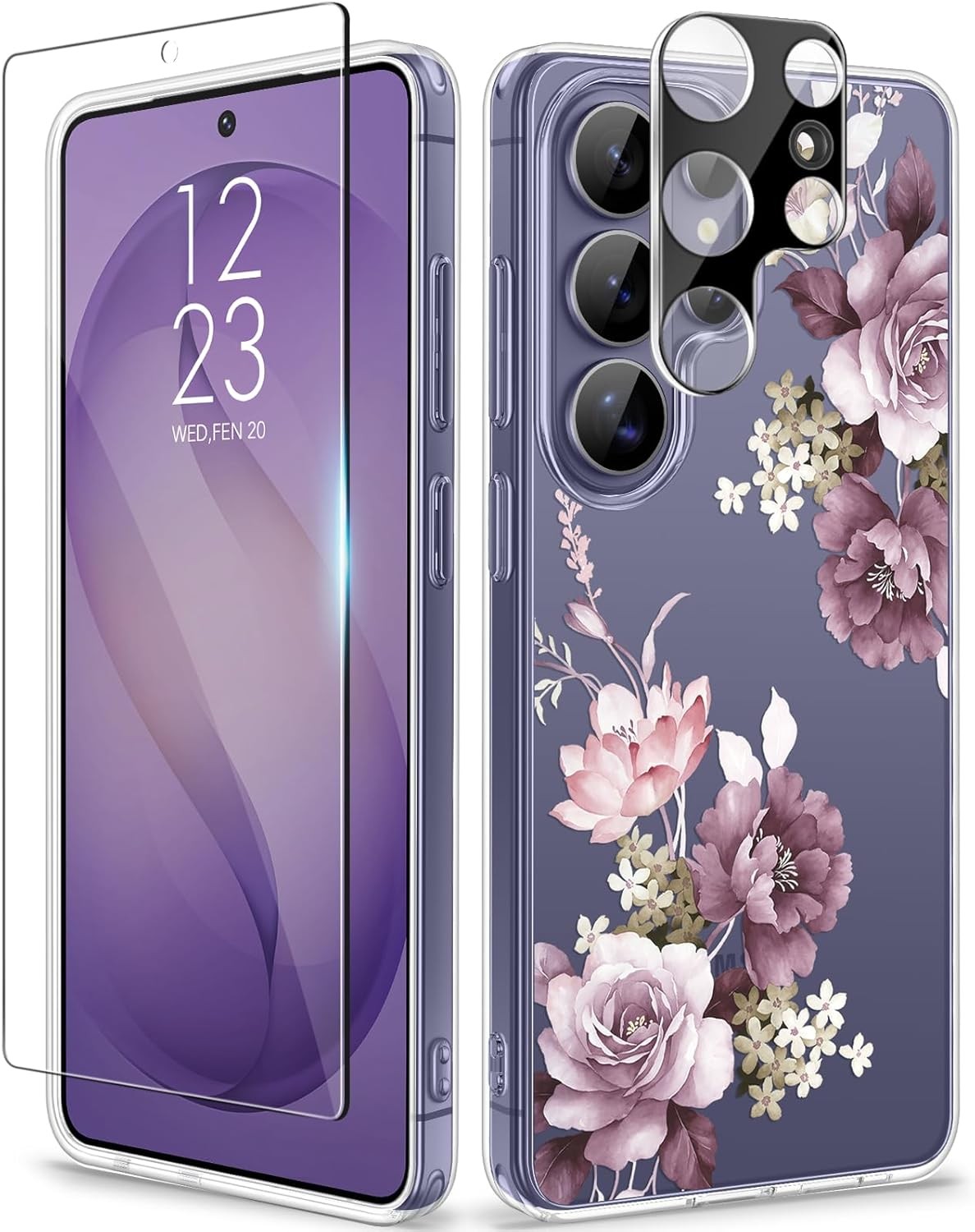 Samsung Galaxy S26 Ultra Case, Clear Floral Slim Shockproof Protective Phone Cas