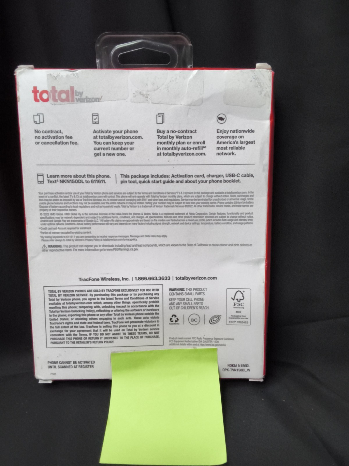 £TOTAL BY VERIZON NOKIA C100 32GB, Blue – Prepaid Smartphone. New Sealed (C3)