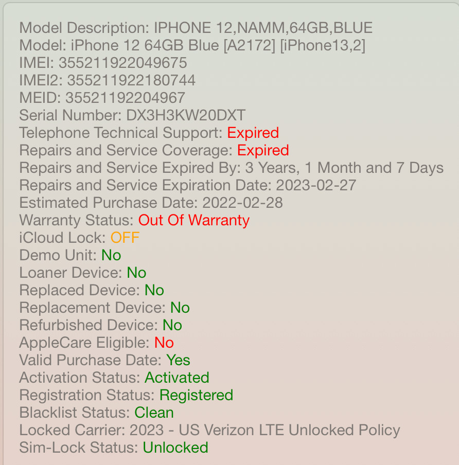 Apple iPhone 12 64 GB Blue A2172 Unlocked Verizon AT&T T-Mobile #A54