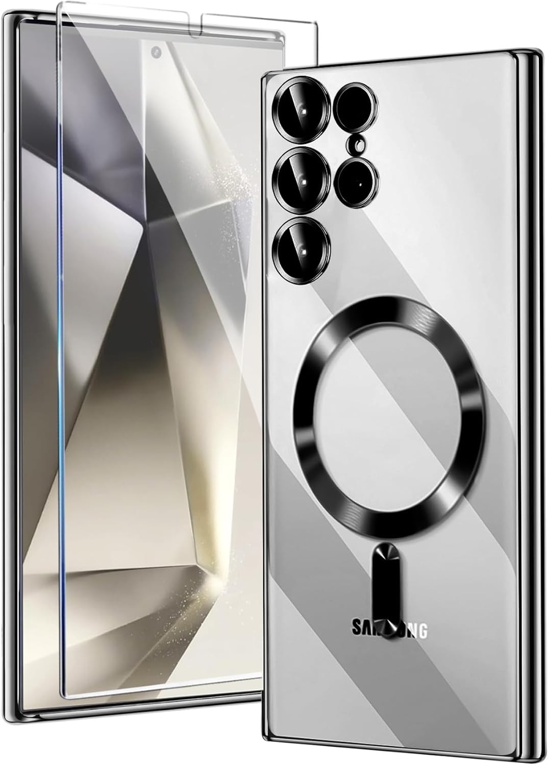Magnetic Glossy Case for Samsung Galaxy S24 Ultra, Clear Luxury Cover with Prote