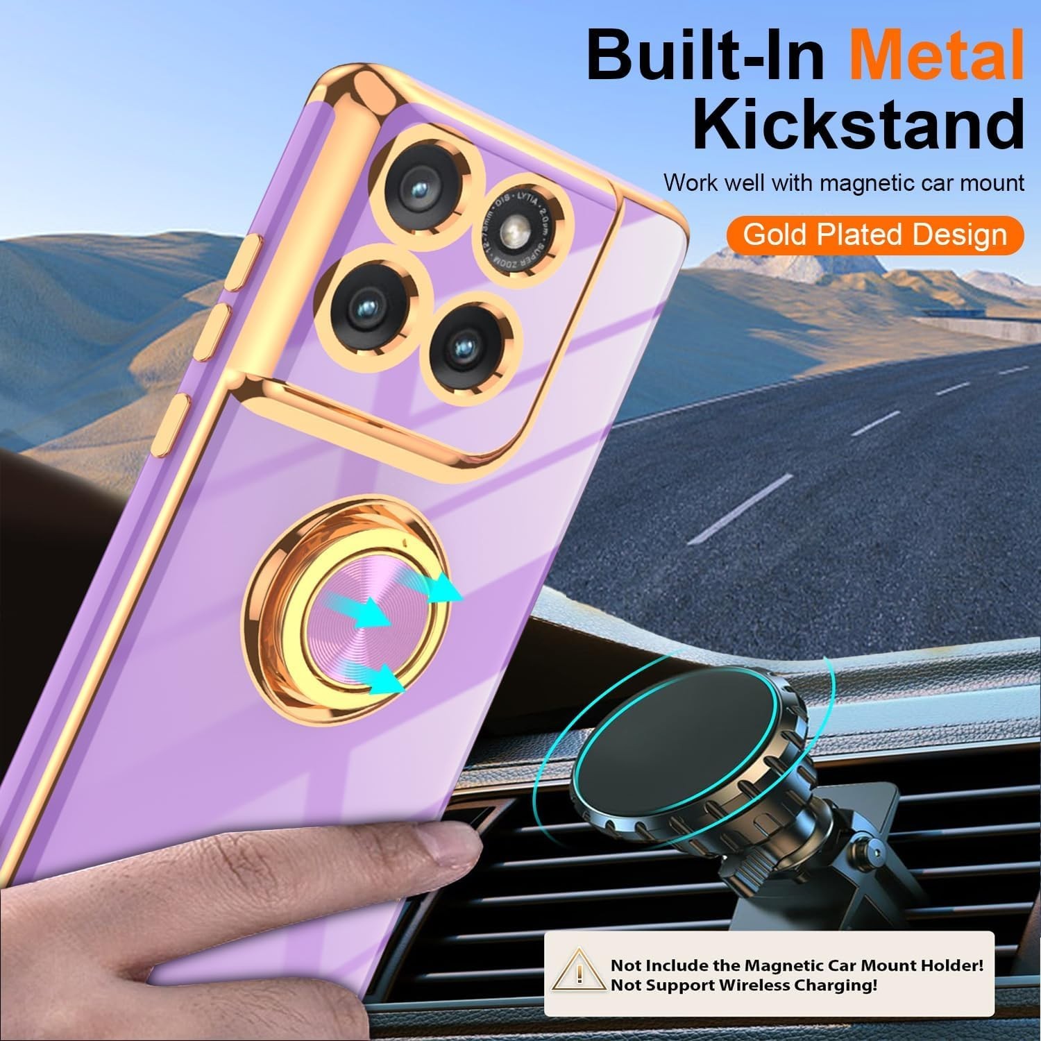 For Motorola Moto Edge 2025 Case With 360° Rotatable Floral Ring Kickstand