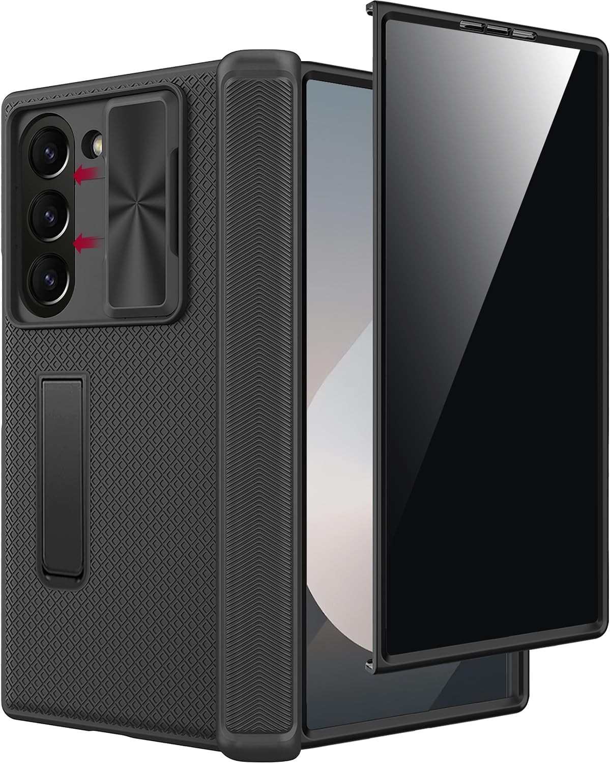 Samsung Galaxy Z Fold 7 Case with Camera Cover & Privacy Screen Protector, Black