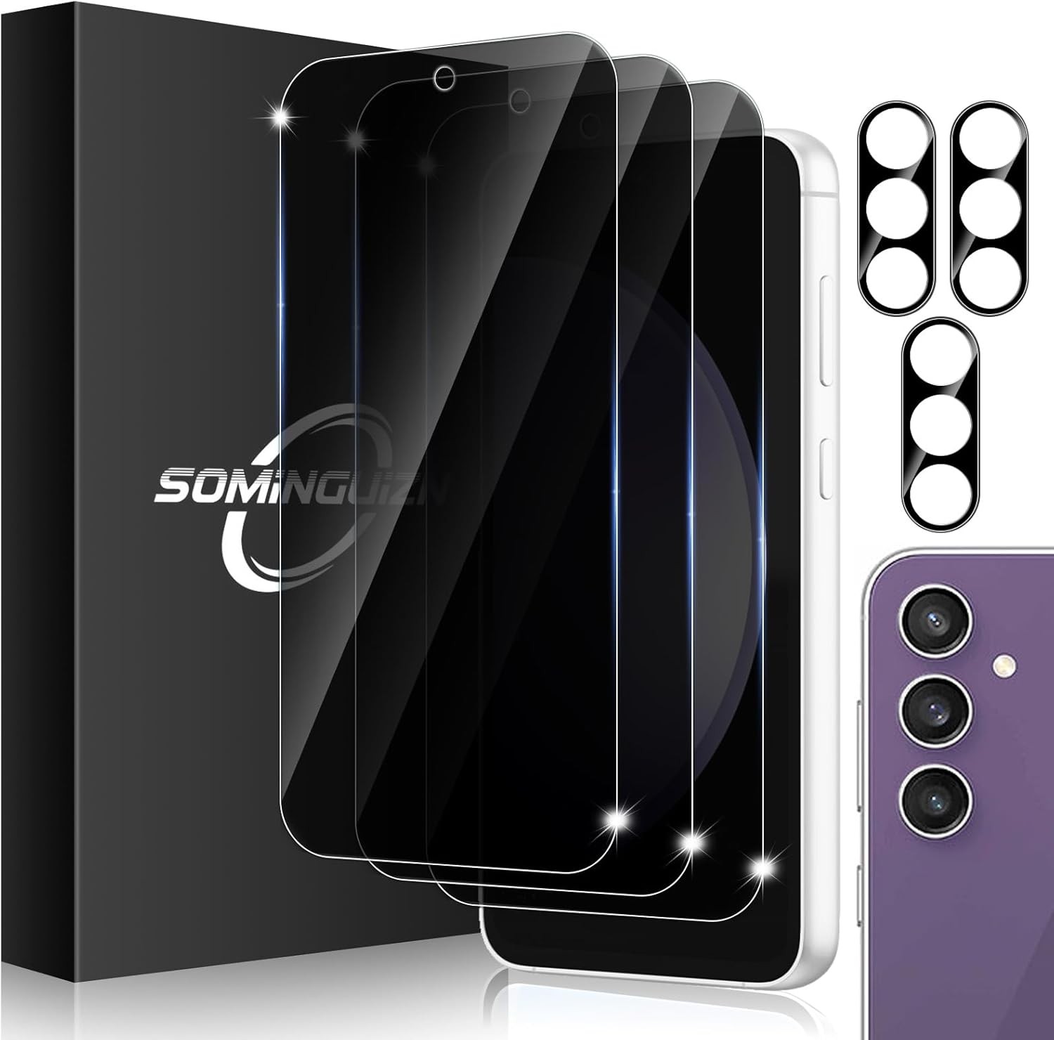 [3+3 PCS] Privacy Screen Protector & Phone Camera Lens Protector for Samsung Gal