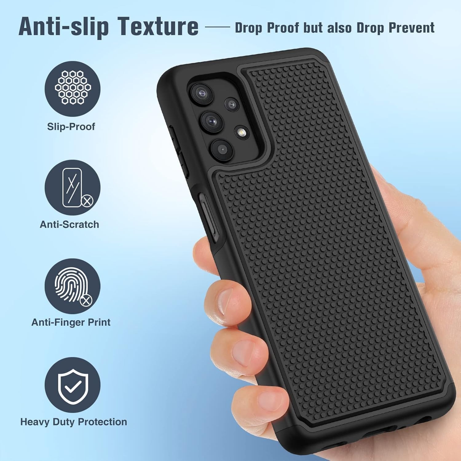 Samsung Galaxy A32 5G Case Heavy Duty Hybrid TPU Shockproof Black Protective