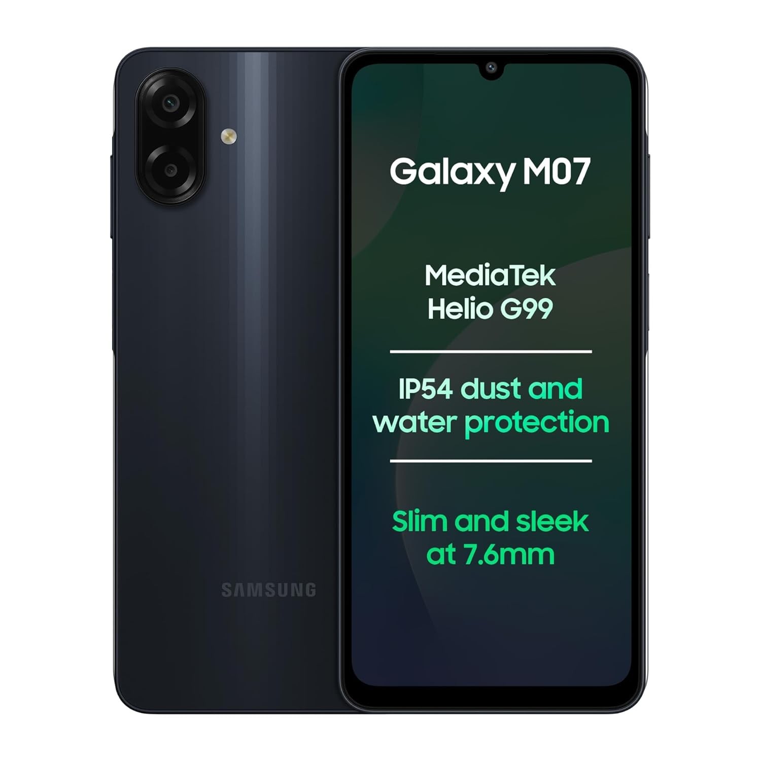 Samsung Galaxy M07 (Black, 4GB RAM, 64GB ) MediaTek Helio G99 Global Version.